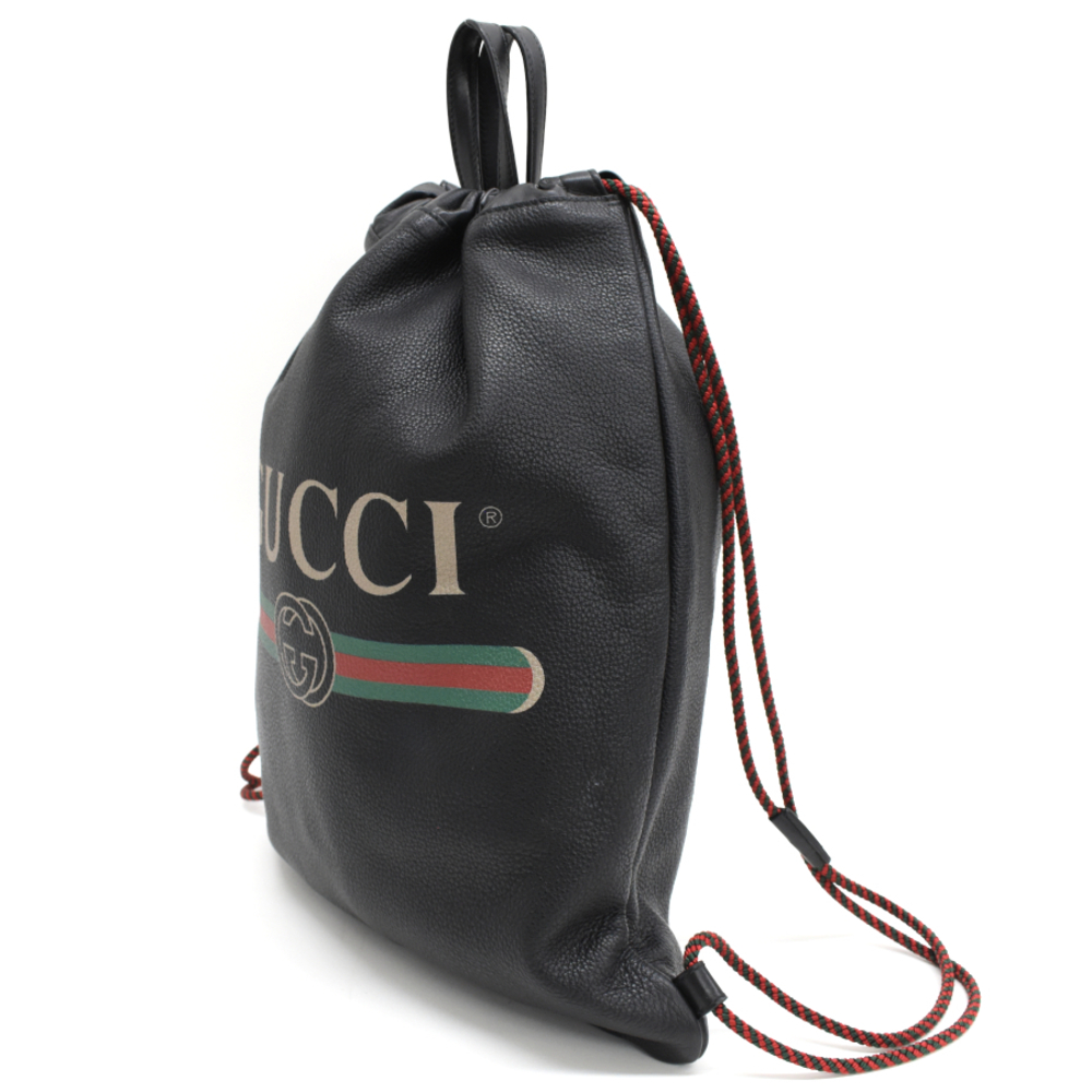 Gucci Drawstring Backpack Interlocking G Black Le… - image 1